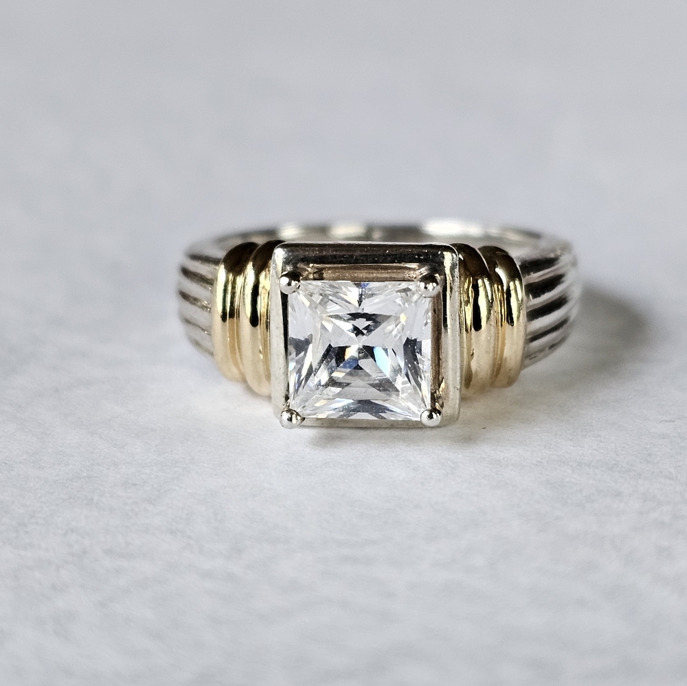 Beautiful Asscher Cut Diamonique Ring in 14k & 925 Sz 5! ✨️